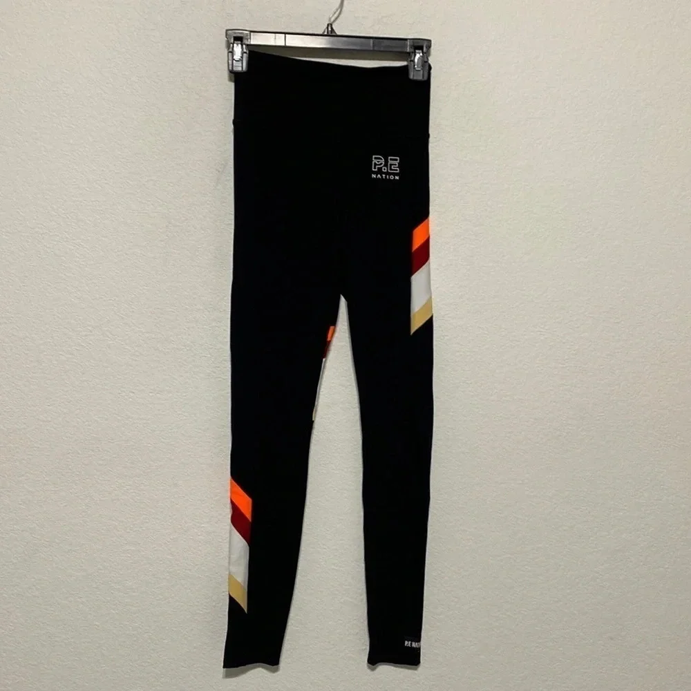 P.E. Nation NWT Black Striped Athletic Leggings Size XS